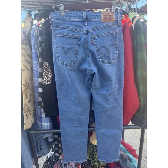 Levi’s Wedgie Straight Jeans Women's 27x28 Blue Button Fly Stretch Fit Comfort - Picture 8 of 10